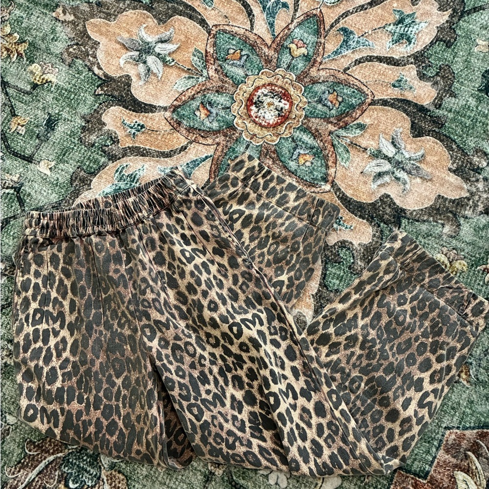 Leopard Print Wide-Leg Track Pants - Brown - Picture 2 of 5